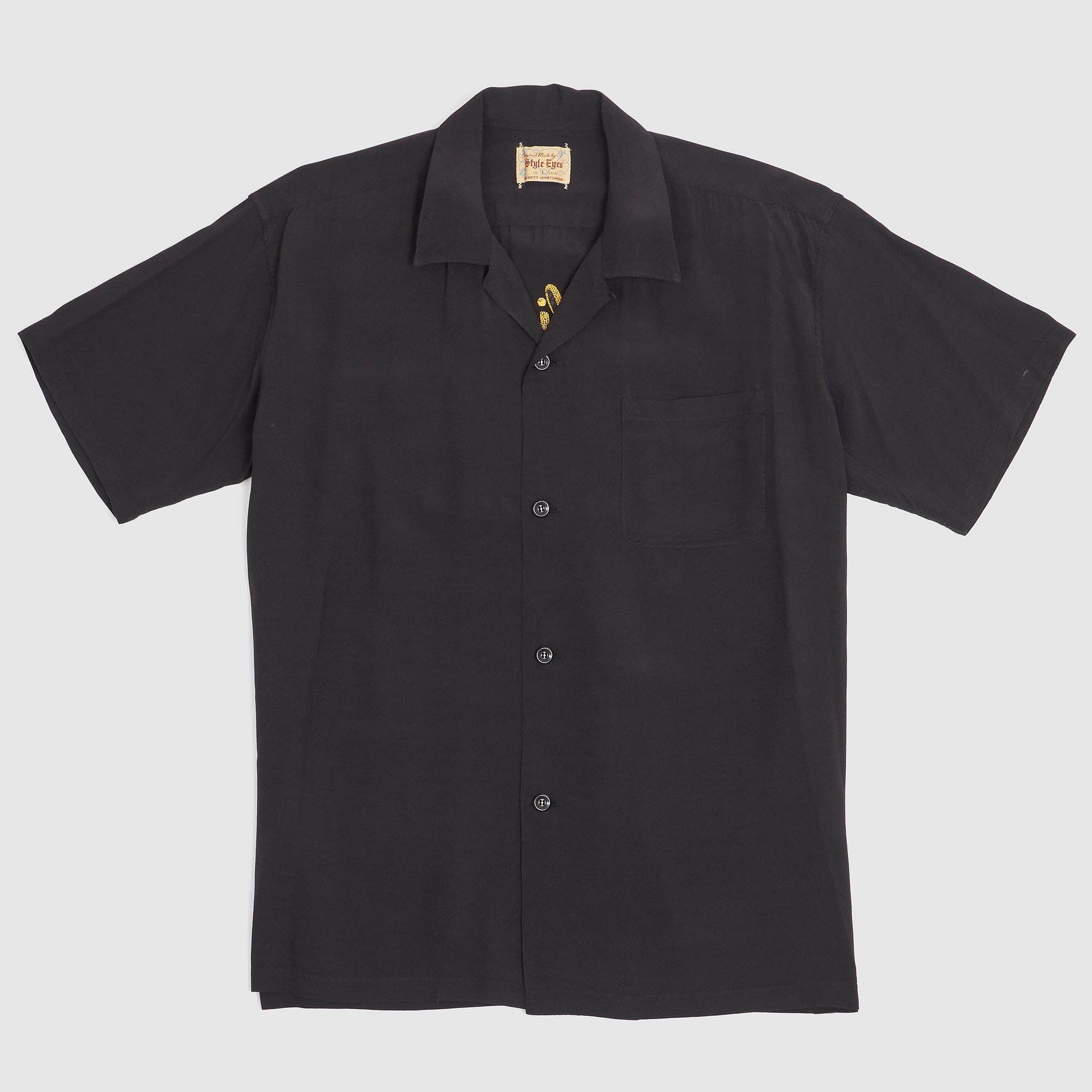 Style Eyes 黒シャツ SUGAR CANE Sサイズ Style Eyes Sullivan Paint Co. Bowling Shirt - DeeCee style