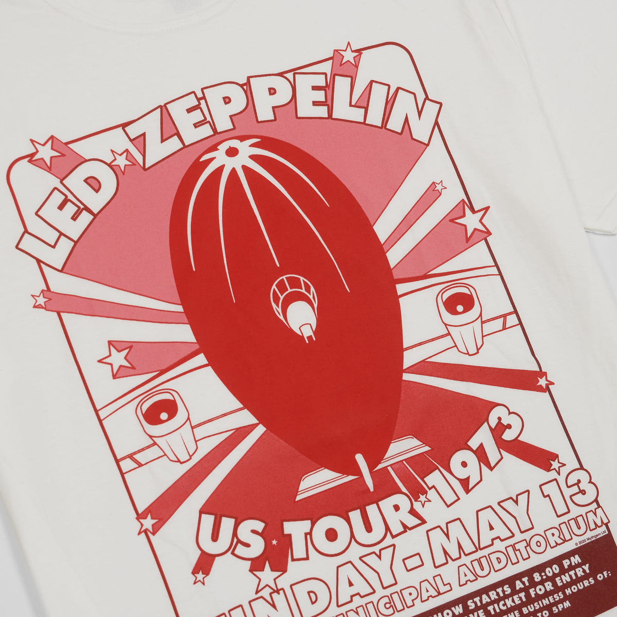 Led Zeppelin US Tour 1973 Crew Neck Rock T-Shirt