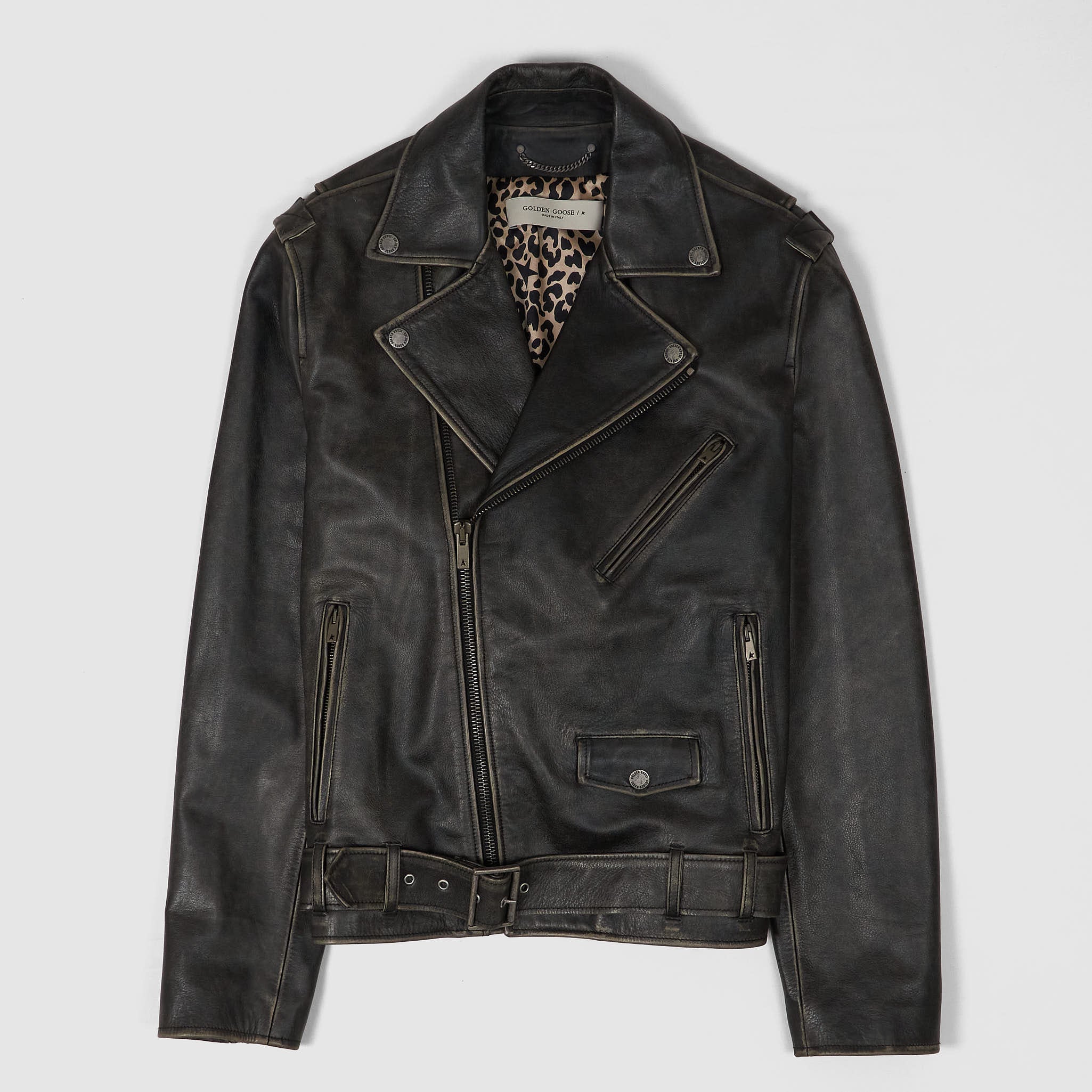 Golden Goose Distressed Bull Leather Jacket Ladies Men