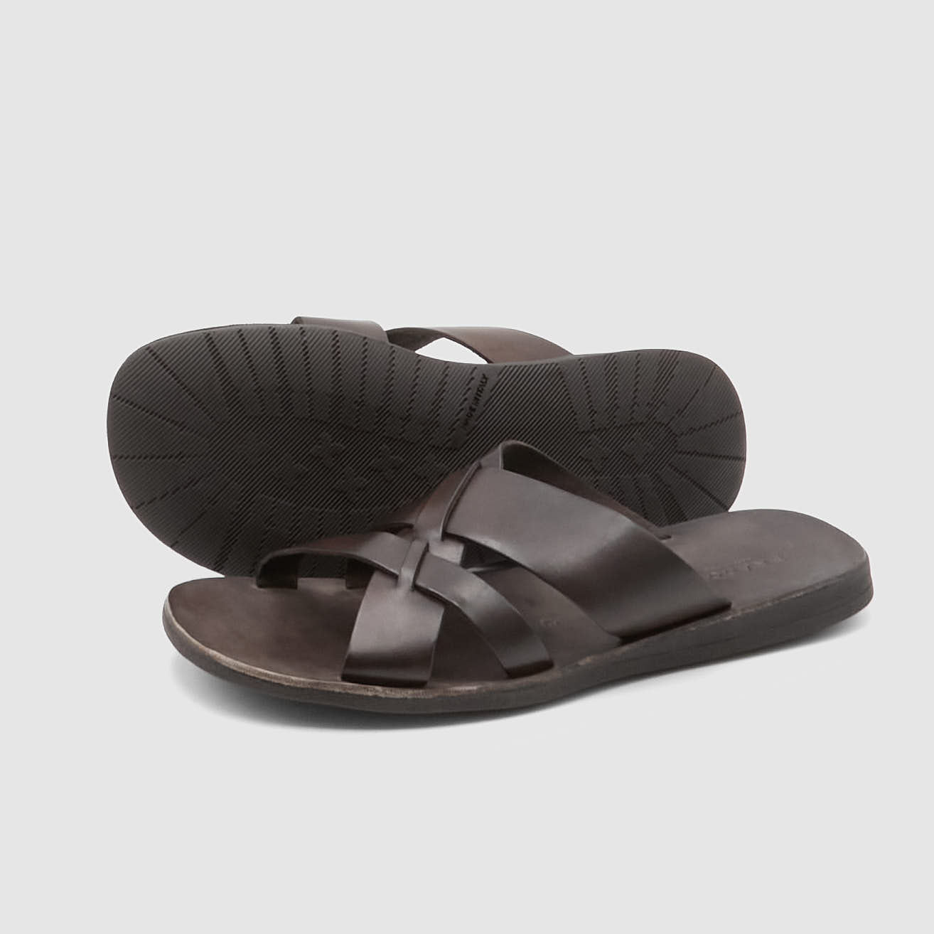 Crossed discount leather slides
