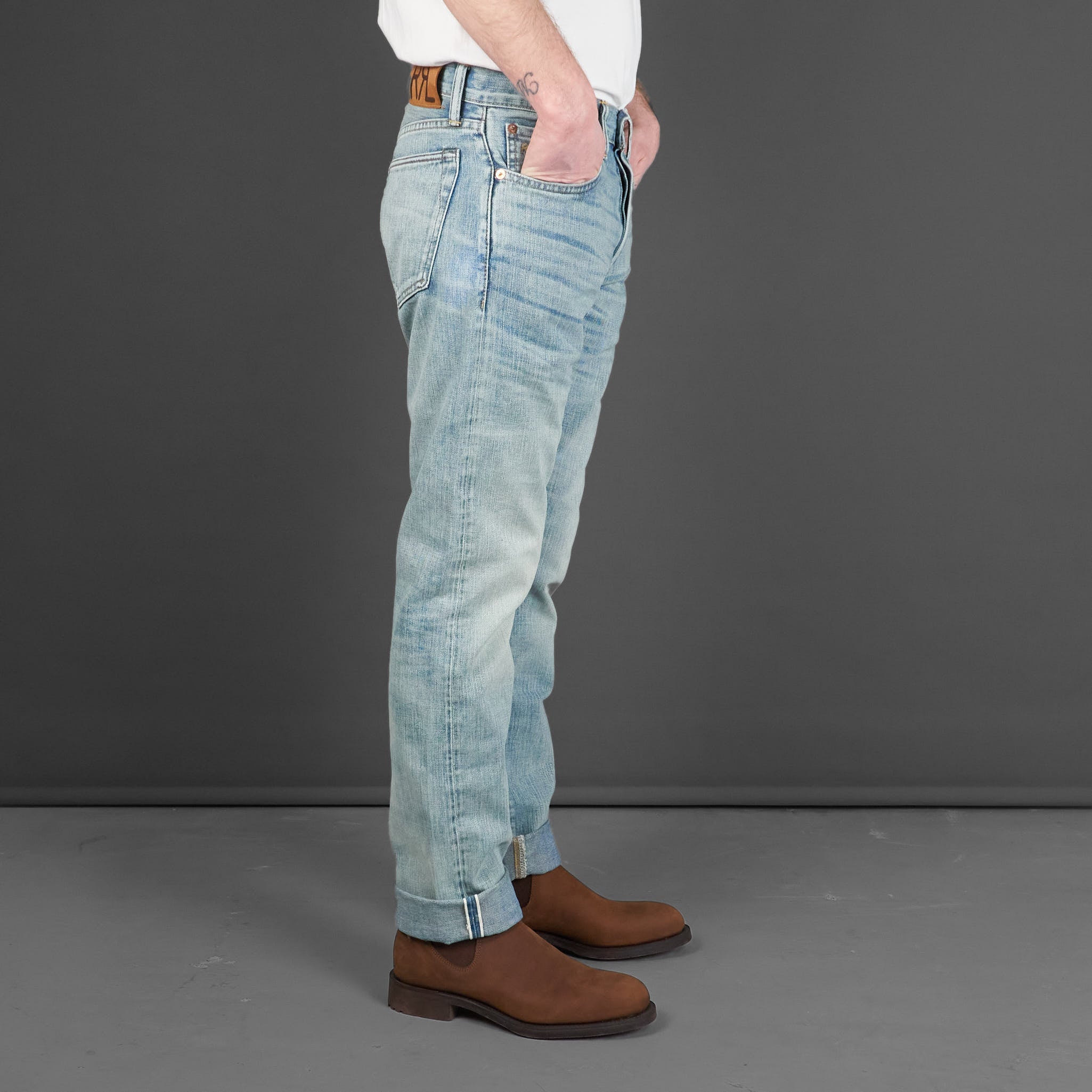 Double RL Heavy Washed Denim Slim Fit Selvage Jeans - DeeCee